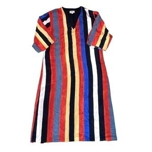 Whit multicolor striped silk tunic dress S